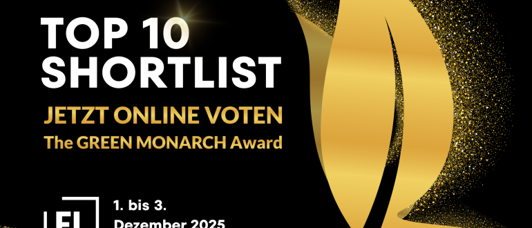 Die Shortlist für den GREEN MONARCH Award 2025 steht fest – öffentliches Voting läuft